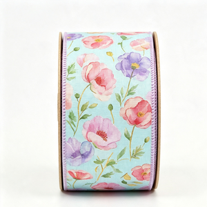 Ruban imprimé à motif floral 100% polyester, 2 1/2 pouces, longueur personnalisée, coloré, résistant au rétrécissement, rouleau de 10 yards, collection Printemps - Product Image 5
