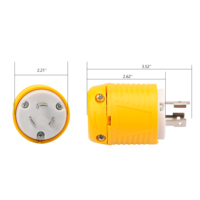 Conector Macho Industrial de Grado Industrial con Certificación ETL, 20 Amperios, 250V, NEMA L6-20P con Conexión a Tierra, 5000 Vatios, para Generador