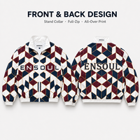 Blouson bomber coupe-vent léger à imprimé géométrique intégral personnalisé, vêtement d'extérieur, fabricant de streetwear à marque privée