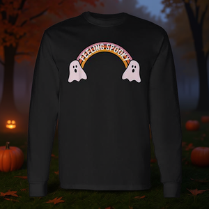 T-shirt à manches longues fantôme arc-en-ciel pour Halloween – Produit promotionnel événementiel d'automne effrayant - Product Image 2