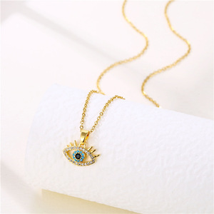Colliers Ojos <span class=keywords><strong>Turcos</strong></span> en acier inoxydable 316L, collier yeux en Zircon cubique, cristal bleu, colliers yeux turcs - Product Image 6