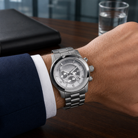 Montre à quartz avec boîtier en acier inoxydable massif et bracelet en acier inoxydable, montre-bracelet pour homme d'affaires, logo personnalisé