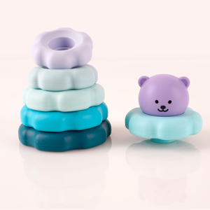 Jouets d'empilage pour bébés en silicone de qualité alimentaire, écologiques, sans BPA, anneaux d'empilage éducatifs <span class=keywords><strong>Montessori</strong></span> en forme d'ours, vente en gros - Product Image 2