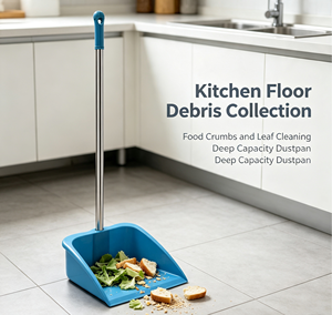 Adjustable Standing Broom Dustpan Set with Long Handle PET Broom Head Plastic Broomstick Dustpan for Office Garden Household Use - Product Image 4