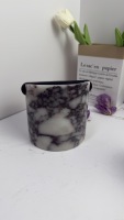 Boîte à expresso en marbre Calacatta Viola de luxe, outil de barista artisanal en pierre naturelle pour bar à café haut de gamme et décoration intérieure