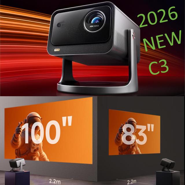 2026 NEW C3S 2400CVIA 4K Smart Laser Projector Triple Laser DLP Portable 4k UHD Tri-color Laser Beamer Home Theater Gaming