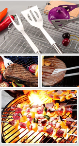 Juego de Utensilios para Asar a la Parrilla con Carbón - Utensilios de Acero Inoxidable para Barbacoa, <span class=keywords><strong>Limpiador</strong></span> de Parrilla y Brochetas, 3-5 Piezas, Herramientas de Cocina para el Hogar - Product Image 3