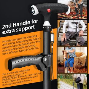 Đi bộ mía cho phụ nữ gấp mía cho nam giới với đèn LED Quad mía với cơ sở ổn định Trọng lượng nhẹ và có thể điều chỉnh đi Bộ thanh - Product Image 3