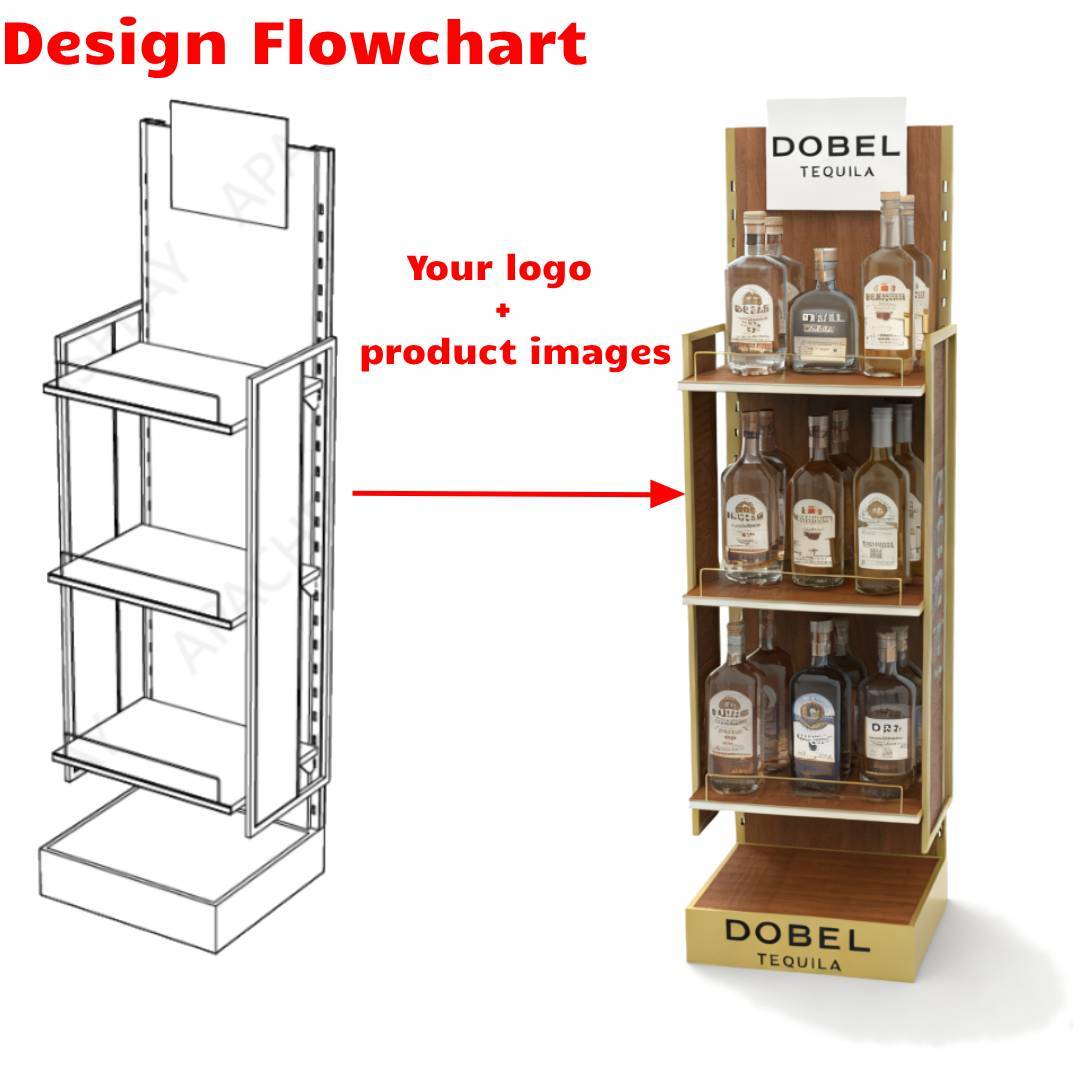 Wholesale Freestanding Multi Tier Wine Bottle Holder Custom Adjustable Floor Display Rack for Liquor Stores & Supermarkets — view 4