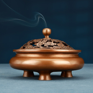 Brûleur d'encens en cuivre violet à motif nuageux, fait main, pour aromathérapie religieuse et décoration de cérémonies à domicile, design à 11 couches - Product Image 1