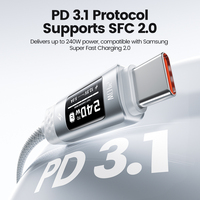 Cable de Datos USB-C Toocki Stable de 240W PD 3.1 con Pantalla OLED, Transmisión de 480Mbps, Aleación de Aluminio Trenzada para iPhone 17, Hogar y Oficina