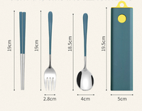 Ensemble d'ustensiles de voyage en acier inoxydable en gros, ensemble de couverts réutilisables portables pour le bureau, l'école, les pique-niques