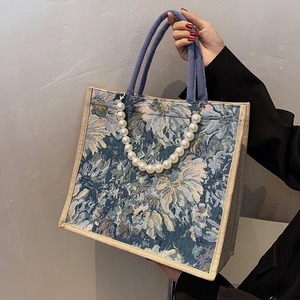 Women's High Quality Fashion Casual Square Flower Underarm Shoulder <b>Bag</b> Wholesale <b>Canvas</b> Customized Foldable Handbag - Product Image 2