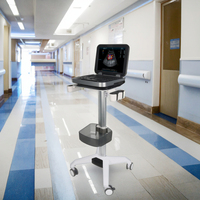 Chariot portable pour sonde d'échographie en alliage d'aluminium avec design moderne, hauteur manuelle 870-1020 mm pour hôpital, salle à manger, école
