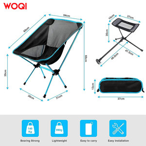 เก้าอี้แคมป์ปิ้งพับได้ Woqi สีน้ำเงิน พร้อมที่พักเท้า ดีไซน์กะทัดรัด น้ำหนักเบา เหมาะสำหรับชายหาด - Product Image 3