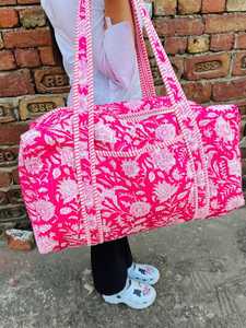 Sac de voyage matelassé en coton, fait main, élégant, grande capacité, léger, durable, pour les voyages de week-end, la salle de sport ou l'usage quotidien - Product Image 3