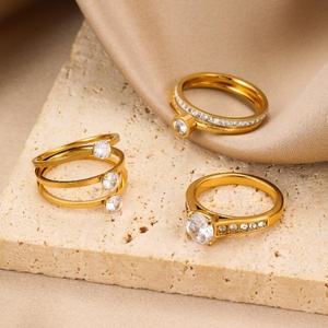 แหวนสแตนเลสประดับเพชรซิคอนรูปหัวใจหลายชั้น ดีไซน์สวยงาม ขายส่ง - Product Image 3