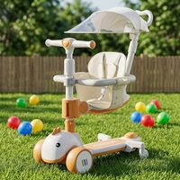 Trottinette Enfant Pliable 3 Roues en Acier et Plastique Légère, Grande Roues en PU, Hauteur Réglable avec Pare-Soleil – Vente en Gros, Luxe Moderne