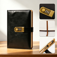 Carnet de notes professionnel A5 en cuir rigide avec 100 feuilles, reliure cousue, verrouillage par mot de passe, journal créatif pour le travail, idéal comme cadeau