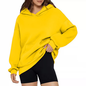 Sweat-shirt à capuche oversize pour femme, pull décontracté à épaules tombantes et manches longues, haut en molleton épais pour l'automne et l'hiver - Product Image 5