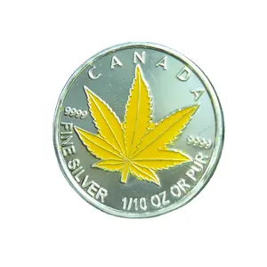 1/10 oz original Fine Silver Marijuana Yellow Round Coin C52