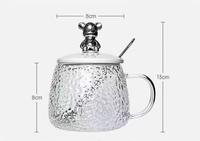 Gobelet en verre personnalisé MU à motif d'ours avec paille et poignée pour boire directement, usage domestique, design moderne, cadeau d'affaires, jetable