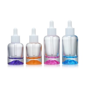Botella de Vidrio con Gotero de Fondo <span class=keywords><strong>Volcánico</strong></span> Grueso, Venta al por Mayor, 30ml 1oz, Botellas de Vidrio de Lujo, Nuevo Estilo, Botella de Vidrio Transparente para Suero - Product Image 5