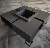 Poêle de jardin moderne et durable avec table intégrée, foyer à bois en acier noir