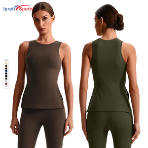Custom Women Slit Hem Sleeveless Yoga Top Shirt High Quality Sports Fitness Wear Gym Tank Tops Vest for Women