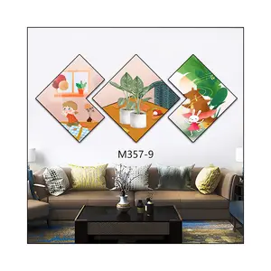Warm Family Painting Diamond 3 Piece Set Crystal Porcelain Painting Wall Art Canvas Framed Painting