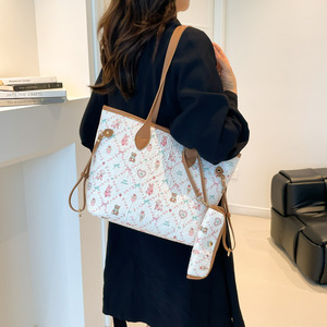 Lot de 2 sacs à bandoulière décontractés et portables en polyester, grande capacité, imprimé mignon chiot et ours, nouvelle collection été 2025 - Product Image 3