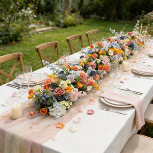 Fábrica de Flores Artificiales DKB, Camino de Mesa de Flores Amarillo Naranja Personalizado, Decoración para Bodas, Eventos y Fiestas - Product Image 1