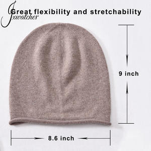 Jxwatcher <span class=keywords><strong>Bonnet</strong></span> d'hiver personnalisé pour <span class=keywords><strong>femme</strong></span>, en cachemire tricoté, doux, uni, style slouchy, à bord bouclé, décontracté - Product Image 5