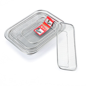 Stainless Steel Storage <b>Basket</b> Square Durable Food Container <b>Vegetable</b> Washing Drain <b>Basket</b> Household Kitchen Use - Product Image 3