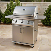 Barbecue à gaz propane portable haut de gamme à 3 brûleurs en acier thermolaqué moderne pour fêtes et événements en extérieur