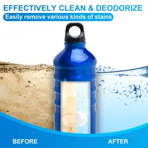 Vendita calda bottiglia di acqua pastiglie per la pulizia di tutti gli ingredienti naturali bottiglia di acqua detergente spazzola set