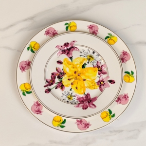 Série de fleurs, vaisselle en porcelaine fine européenne, luxueuse, écologique, ensemble de 2 assiettes à dîner et à dessert pour les fêtes - Product Image 3