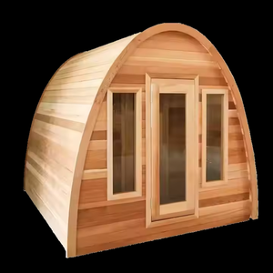 Sauna extérieur moderne HELIUS avec panneau de commande informatique, en bois de cèdre rouge massif, capacité 4 personnes, pour villa et jardin. - Product Image 2