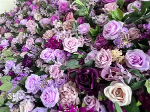 Pannelli di parete della rosa di seta della parete del fiore artificiale viola di alta qualità di SPR per lo sfondo di nozze