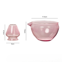 Lot de 2 bols en verre multicolores et support pour fouet pour la préparation du matcha