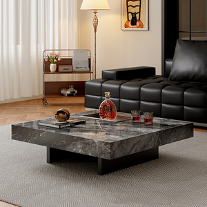 Tavolino da Caffè Rock Tea, Lusso Leggero e Minimalista, per Soggiorno, Piccolo, Quadrato, Personalizzabile in Fabbrica, Marrone, Tavolino da Caffè Compatto - Product Image 2