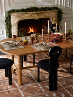 Ensemble table et chaises de salle à manger en bois massif de style rustique américain, style campagnard français, chêne ovale, style vintage du milieu du siècle, provenance Chine