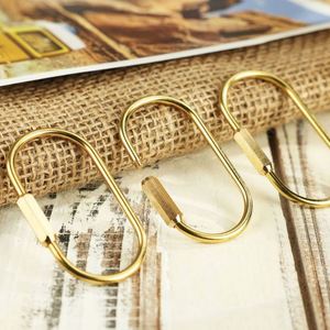 Porte-clés rétro en métal, anneaux à clés en forme de polygone divisés, laiton doré, fermeture à vis, porte-clés durable en laiton, clip de verrouillage à vis, étiquette à bagages, hôtel - Product Image 6