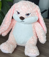 Jouets en peluche lapin en colère en fourrure douce écologique personnalisés, animaux de la ferme, jouets pour enfants, poupées mignonnes et amusantes à vendre
