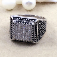 Vente directe d'usine, bagues en onyx turc vintage personnalisées, bague en argent sterling 925 thaïlandais avec pierre noire