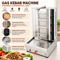 Machine à kebab au gaz commerciale à 3 brûleurs en acier inoxydable, rôtissoire verticale pour shawarma, pour restaurant