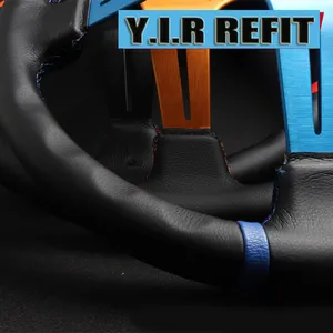 Y.I.R שיפוץ 14 אינץ 350mm MOMO אמיתי עור הגה מירוץ מירוץ מומו Sparco נאדי מותג רכב הגה כיסוי מצחיק