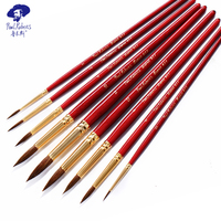 Pinceles de Acuarela Rojos Delgados de Alta Calidad para Artistas, Pelo de Buey, Pelo Animal, Mezcla de Pelo de Nailon, Mango Lacado