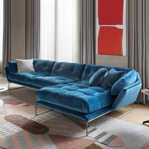 Saba canapé salon Design nordique cadre en acier velours Chaise Longue mobile pour grands/petits espaces meubles de maison Ultra-doux - Product Image 2