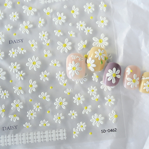 5D flor blanca Nail Art Sticker DIY autoadhesivo pequeño Daisy Slider <span class=keywords><strong>uñas</strong></span> calcomanías <span class=keywords><strong>uñas</strong></span> en relieve arte pegatinas decorativas - Product Image 4